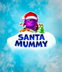  Discover the quirky "Santa Mummy" slot game by Belatra, featuring a mummified Santa decked out in festive holiday attire. This colorful image captures the mummy with a bright purple hue, wearing a Santa hat, against a backdrop of snowy blue and icy snowflakes. The game's title, "Santa Mummy," is boldly written in large, icy blue letters.