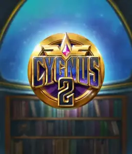 Discover the captivating graphics of ELK Studios' Cygnus 2 Slot, showcasing a luxurious golden emblem with a bright color scheme. Positioned against a celestial library setting, this image captures the essence of adventure and mystery. 