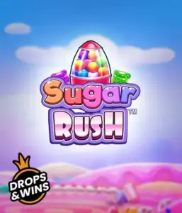 Experience the sweet world of the Sugar Rush slot game by Pragmatic Play, featuring a vibrant candy dispenser set against a fantastic candyland background. This image portrays the fun and excitement of the slot, adorned with bright candies and enticing typography. Ideal for candy lovers, promising a delightful gaming experience. 